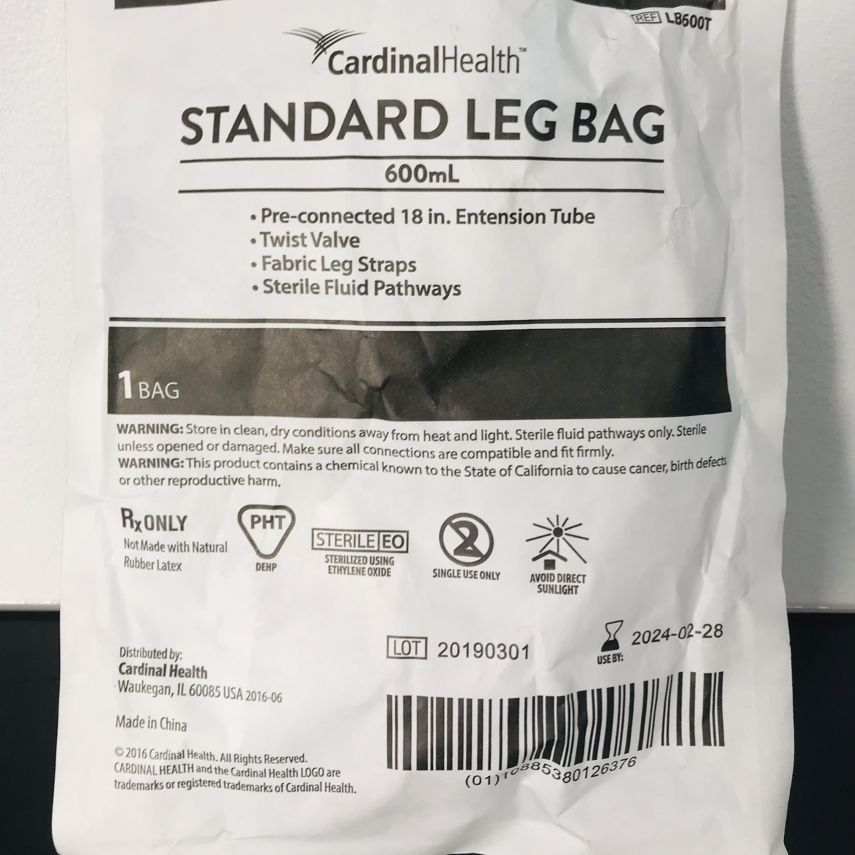 Standard urine Leg Bag 600ml